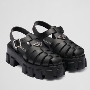 Prada Black Rubber Monolith sandals (chunky fisherman) size 37
